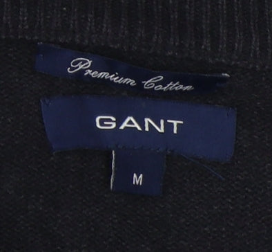 Close-up detail of GANT Men's Black V-Neck Pullover -, size M