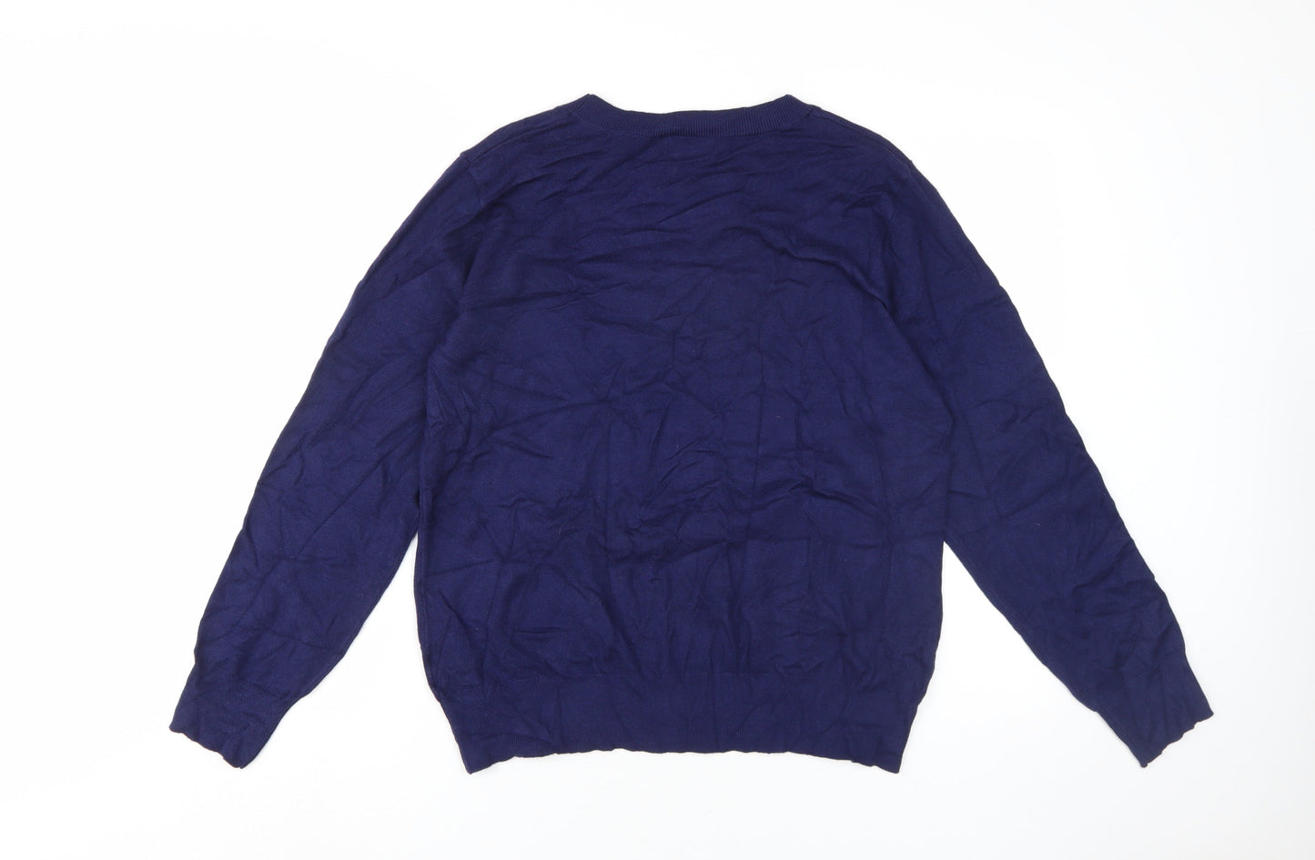 Klass Women's Blue Pullover Jumper, Size L, Button Accents
