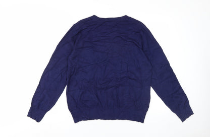 Klass Women's Blue Pullover Jumper, Size L, Button Accents