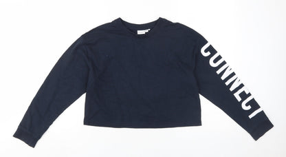 Additional front view of Basic Needs girls’ black long sleeve t-shirt 11-12y