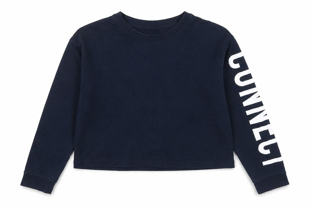 Front view of Basic Needs girls’ black long sleeve t-shirt 11-12y