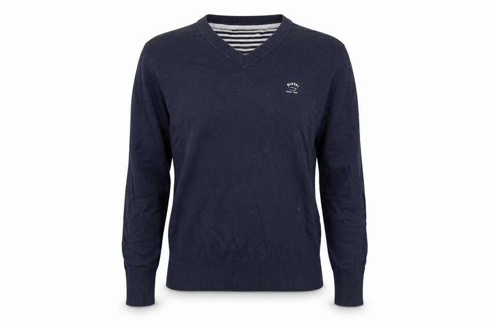 Diesel Women's Blue V-Neck Pullover Jumper Size 12