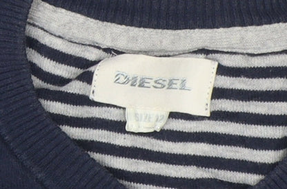 Diesel Women's Blue V-Neck Pullover Jumper Size 12