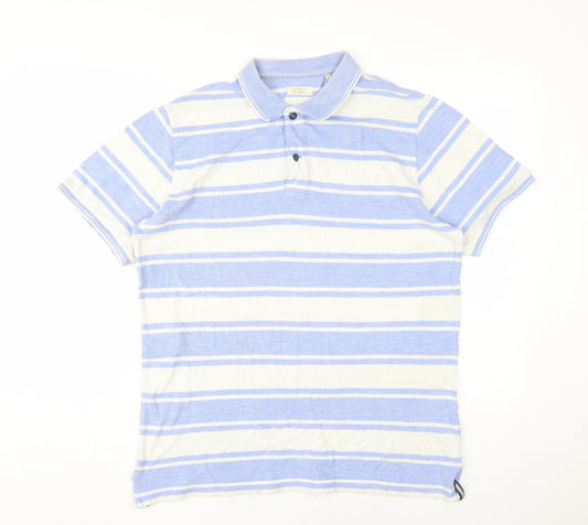 Selezione Grigio Men's Blue Striped Polo Shirt L