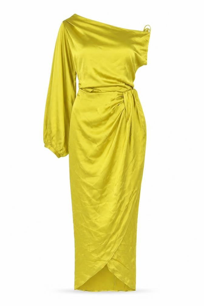 Zara Women's Green One Shoulder Bodycon Dress S