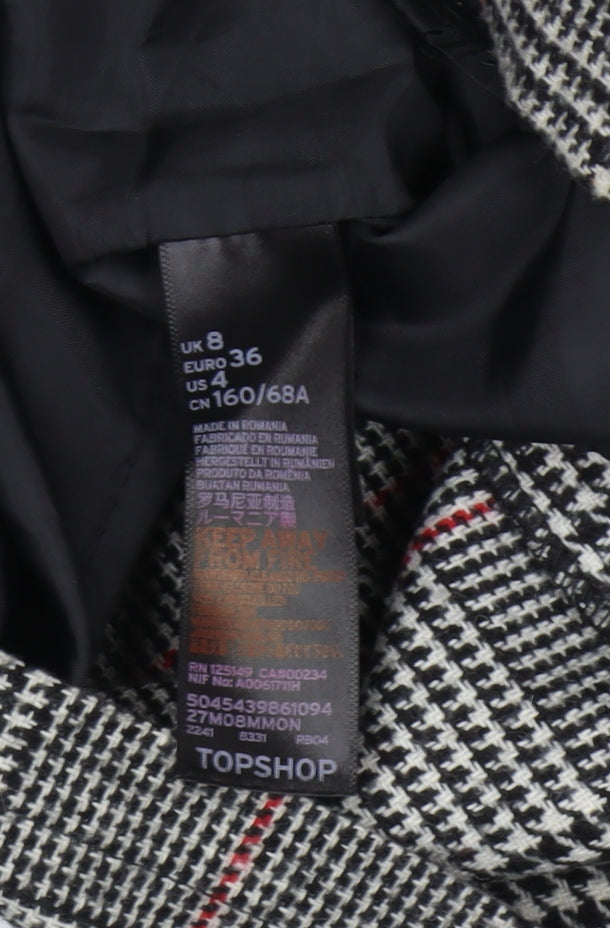 Topshop Women's Check Knee Length Skirt Size 8