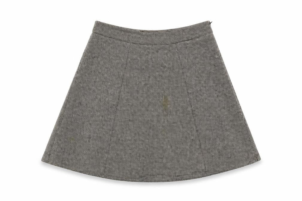 French Connection Women's Grey A-Line Herringbone Skirt