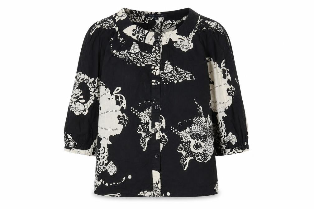 French Connection Women's Black Floral Blouse - Size 6
