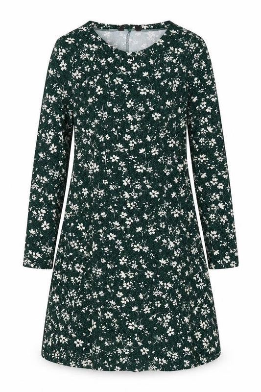 New Look Women's Green Floral A-Line Dress UK 10