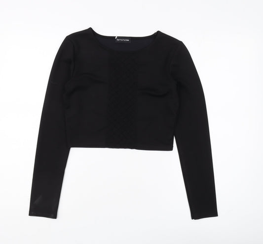 PrettyLittleThing Women's Black Cropped Top Size 10