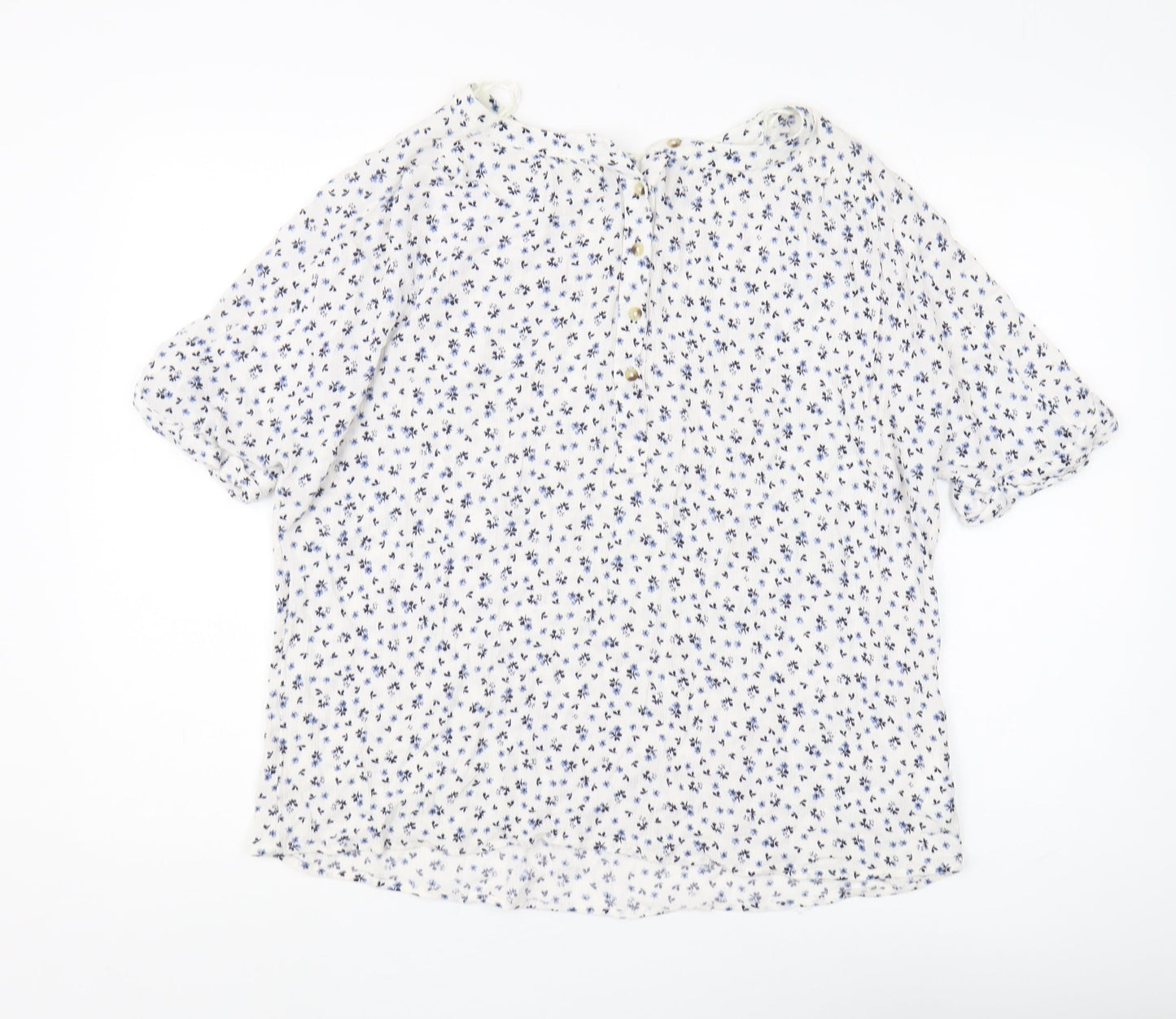 Principles Women's White Blue Floral Blouse Size 14