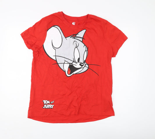Preloved Tom and Jerry Red Unisex T-Shirt M Casual Cartoon - Front