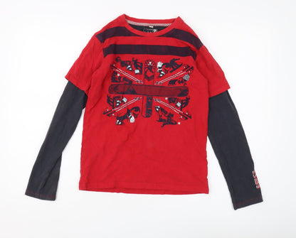 FatFace Boys Red Graphic Long Sleeve Top 12-13 Years
