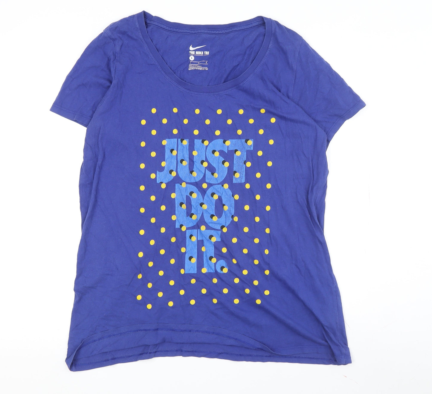 Nike Women Blue T-Shirt, Large, Casual Sports Style