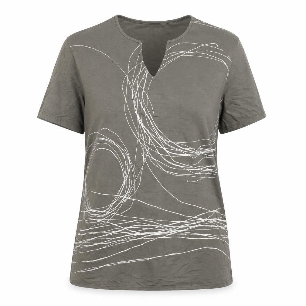 Dorpna Women's Brown V-Neck T-Shirt Small