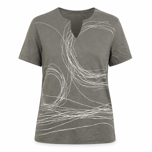 Dorpna Women's Brown V-Neck T-Shirt Small