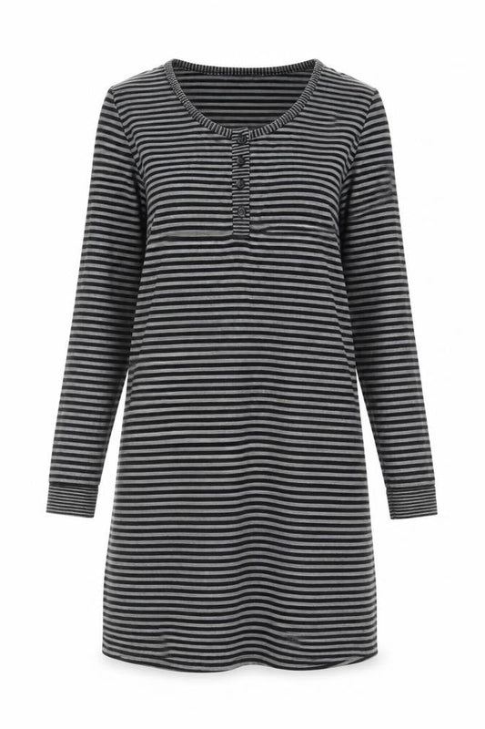 Inspirations Women's Black Striped T-Shirt Dress