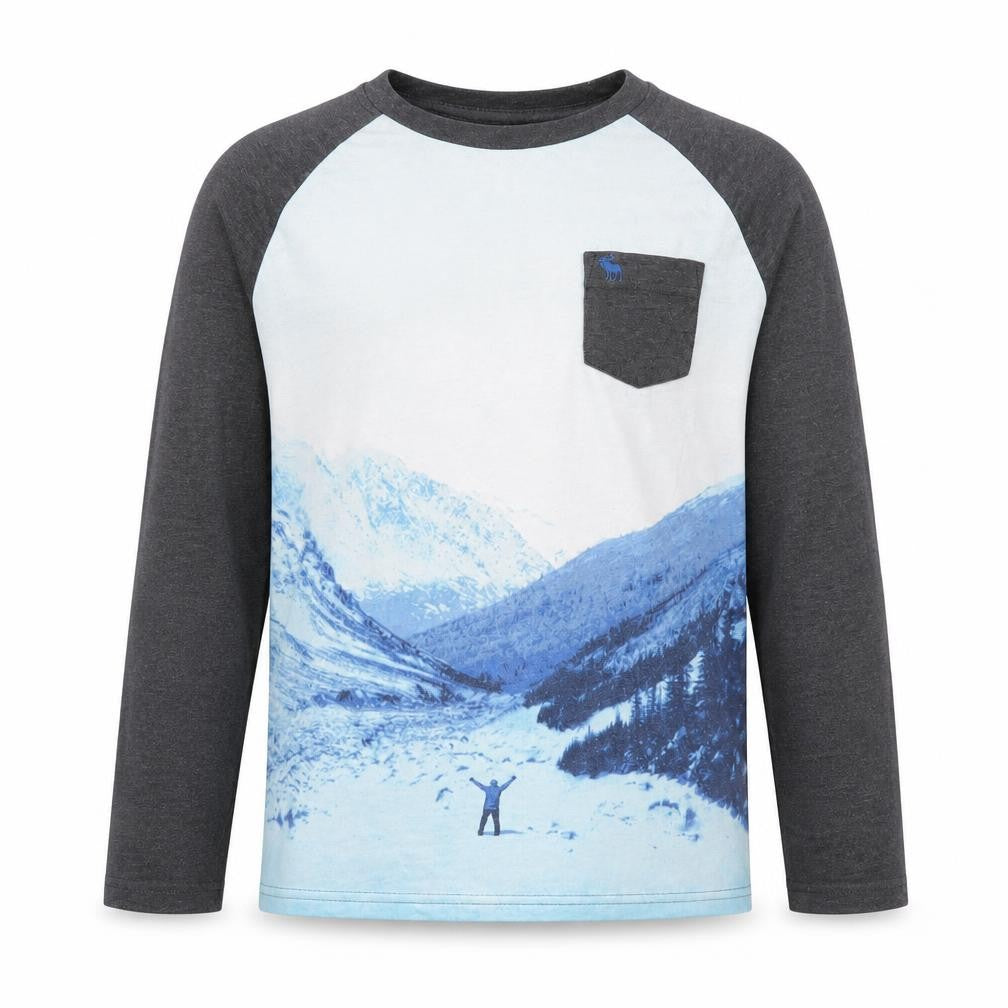 Abercrombie & Fitch Boys Grey & Blue Graphic Print Long Sleeve T-Shirt