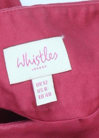Whistles Women's Pink Embroidered Floral A-Line Skirt, Size 12