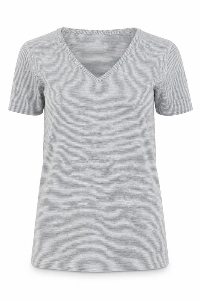 Gap Women's Grey Striped Jersey T-Shirt, Size M