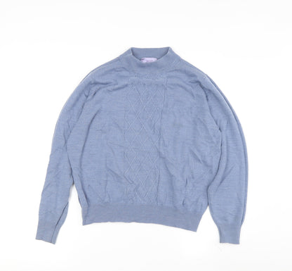 Additional front view of Honor Millburn Women's Blue Mock Neck Pullover M