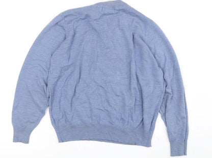 Back view of Honor Millburn Women's Blue Mock Neck Pullover M