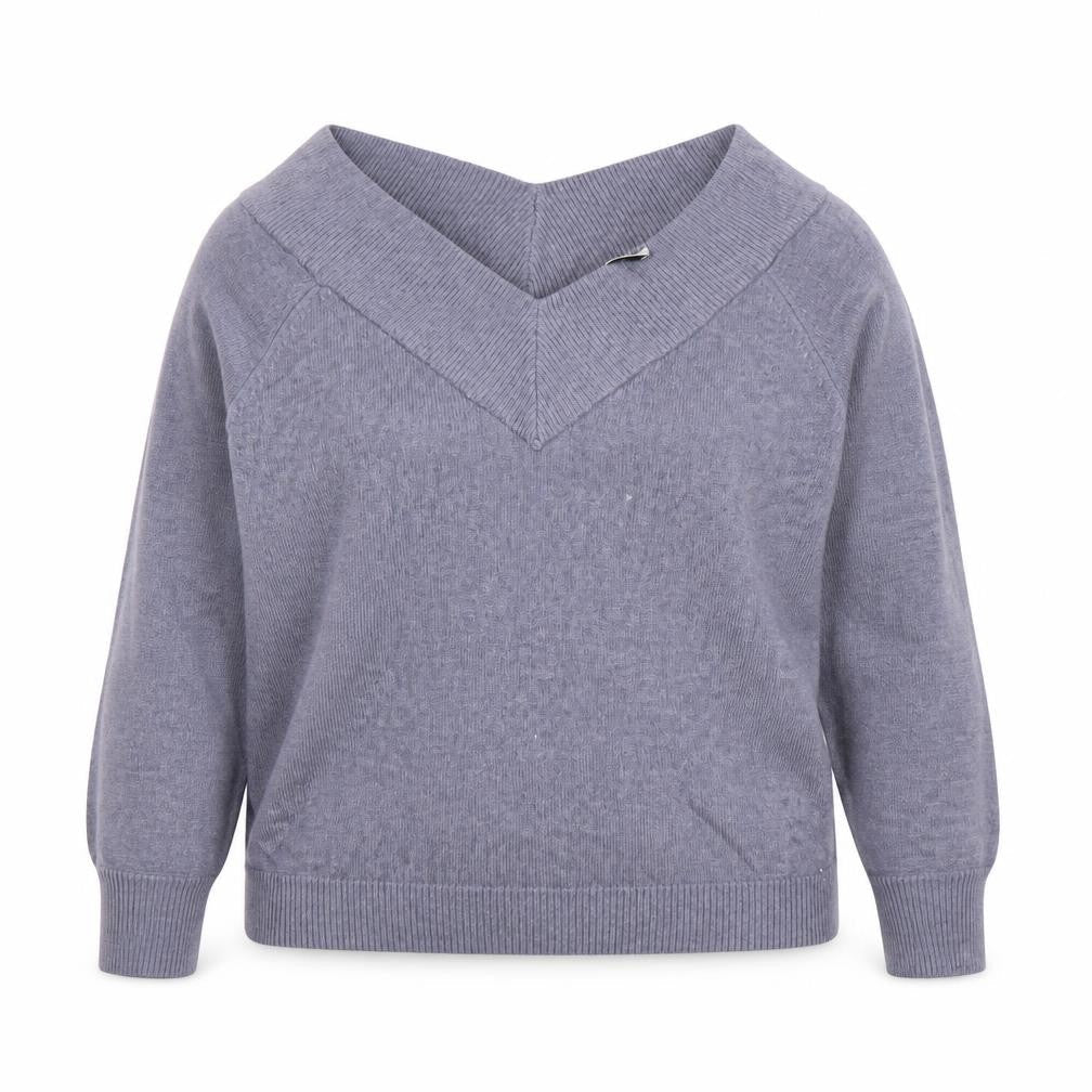 Jacqueline de Yong Women’s Grey V-Neck Pullover Jumper M