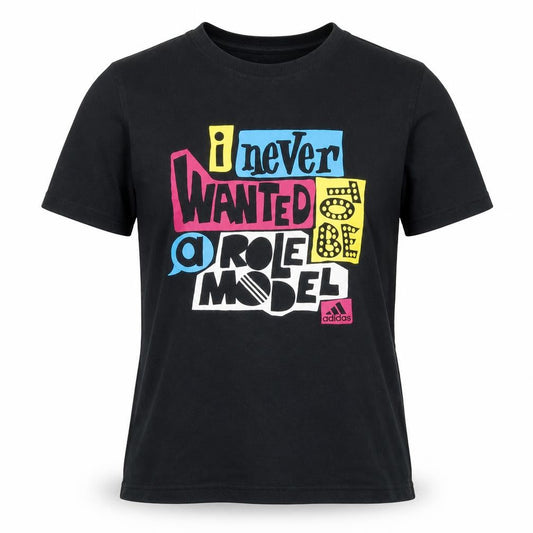 Adidas Unisex Black Quote T-Shirt, Size S, 100% Cotton