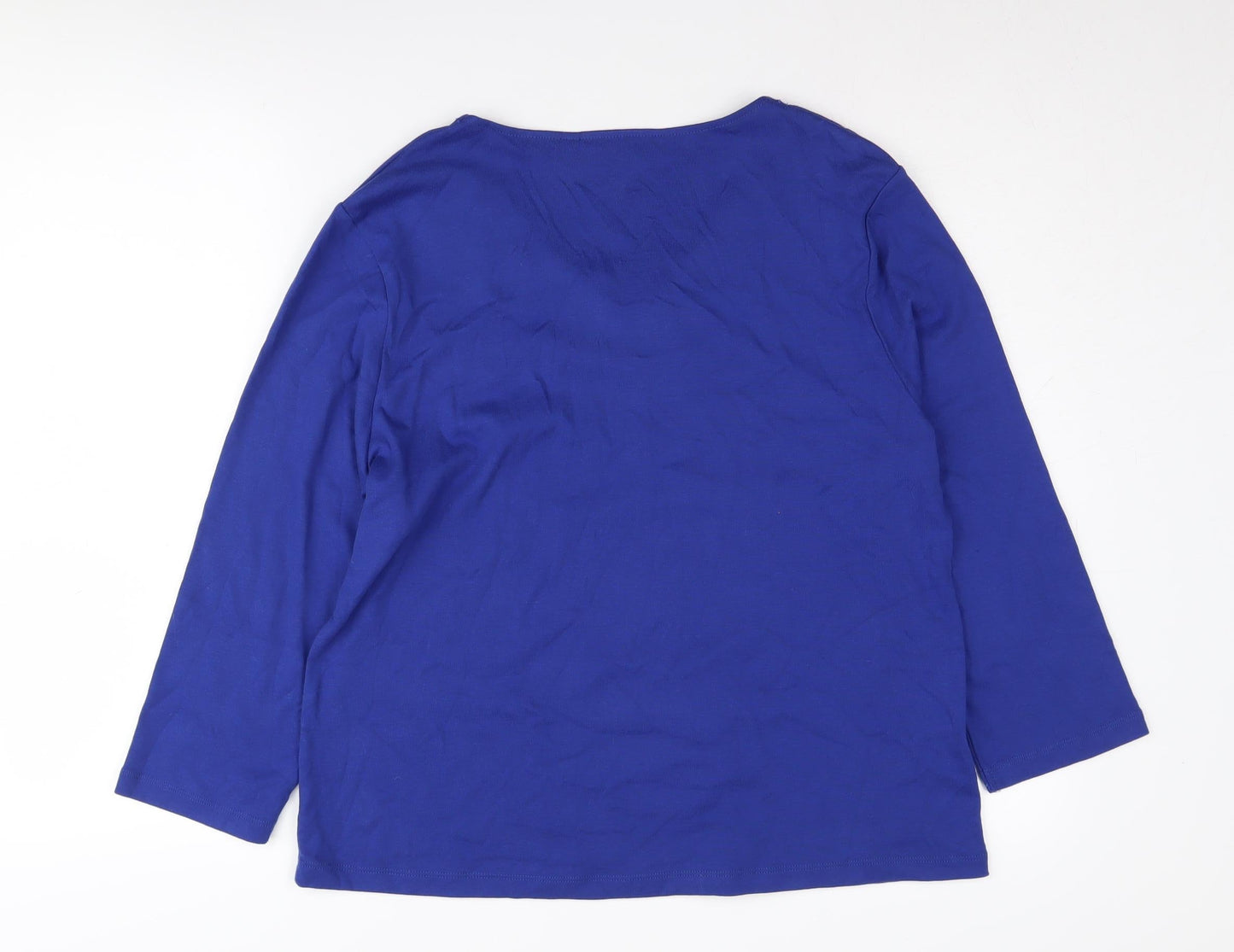 CC Women's Blue V-Neck Basic Cotton Top, XL