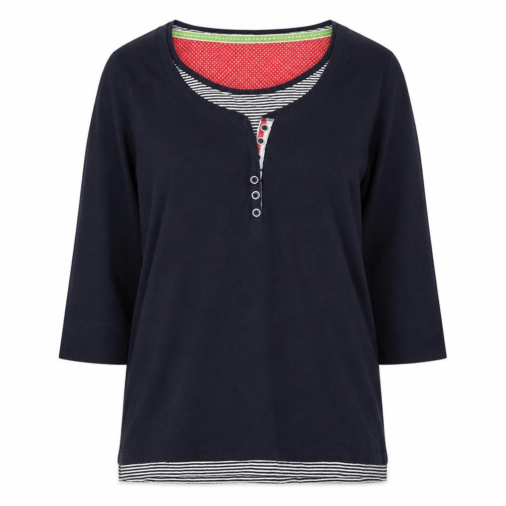 Marks & Spencer Women's Blue Henley T-Shirt Size 12