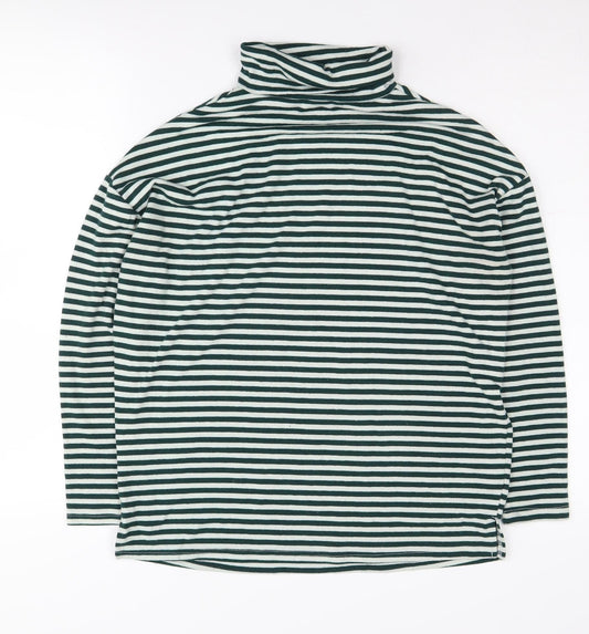 New Look Women's Green Striped Roll Neck Jumper Size 10