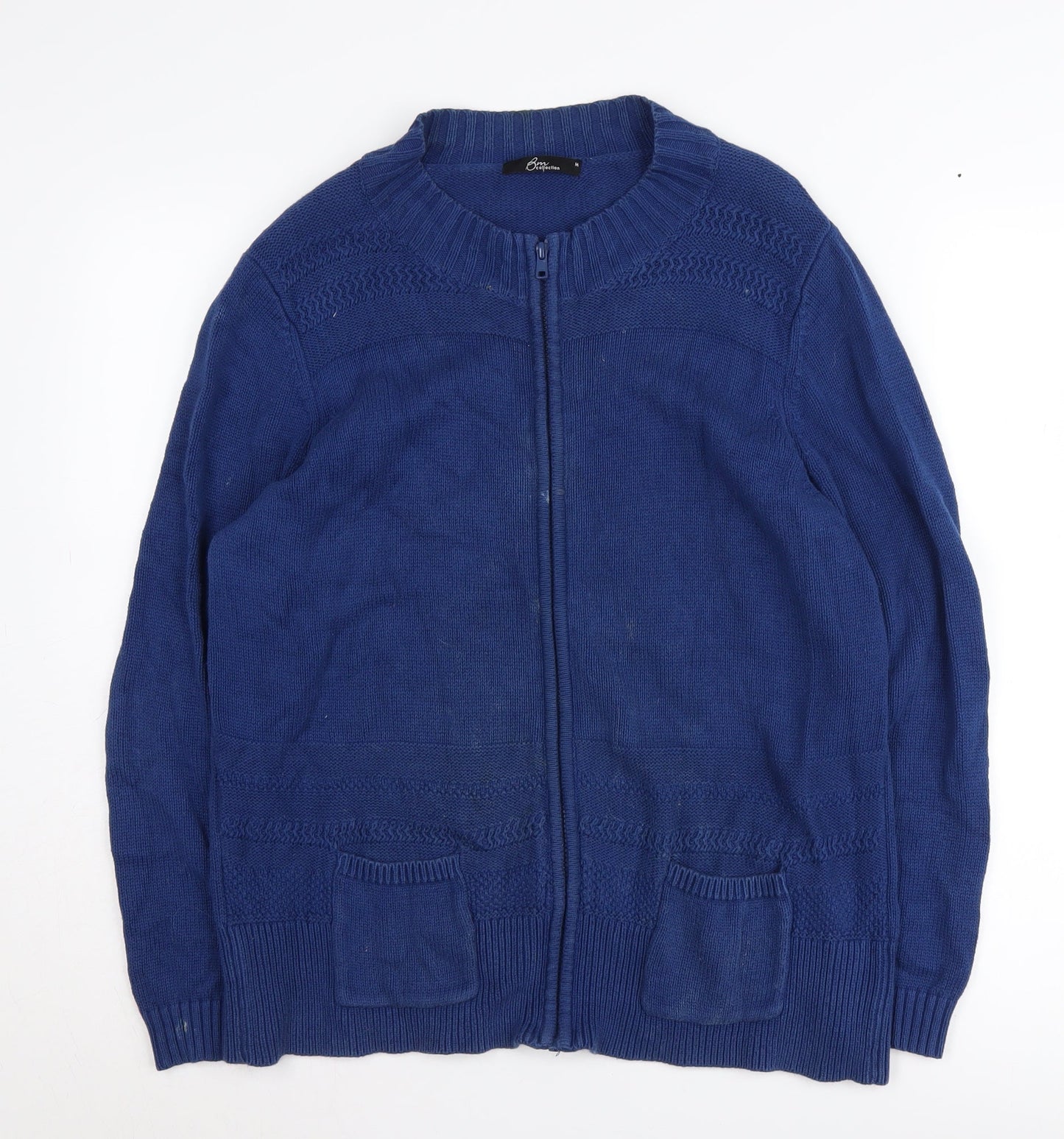 Bm Collection Women's Blue Full Zip Cardigan M