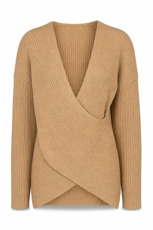 Topshop Women's Beige Wrap Jumper UK 6