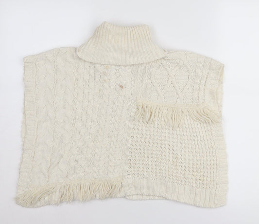 Next Girls Ivory Cape Jumper 3-4 Years Acrylic Cotton