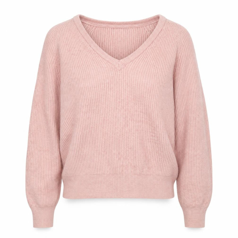 PULL&BEAR Women's Pink V-Neck Pullover S