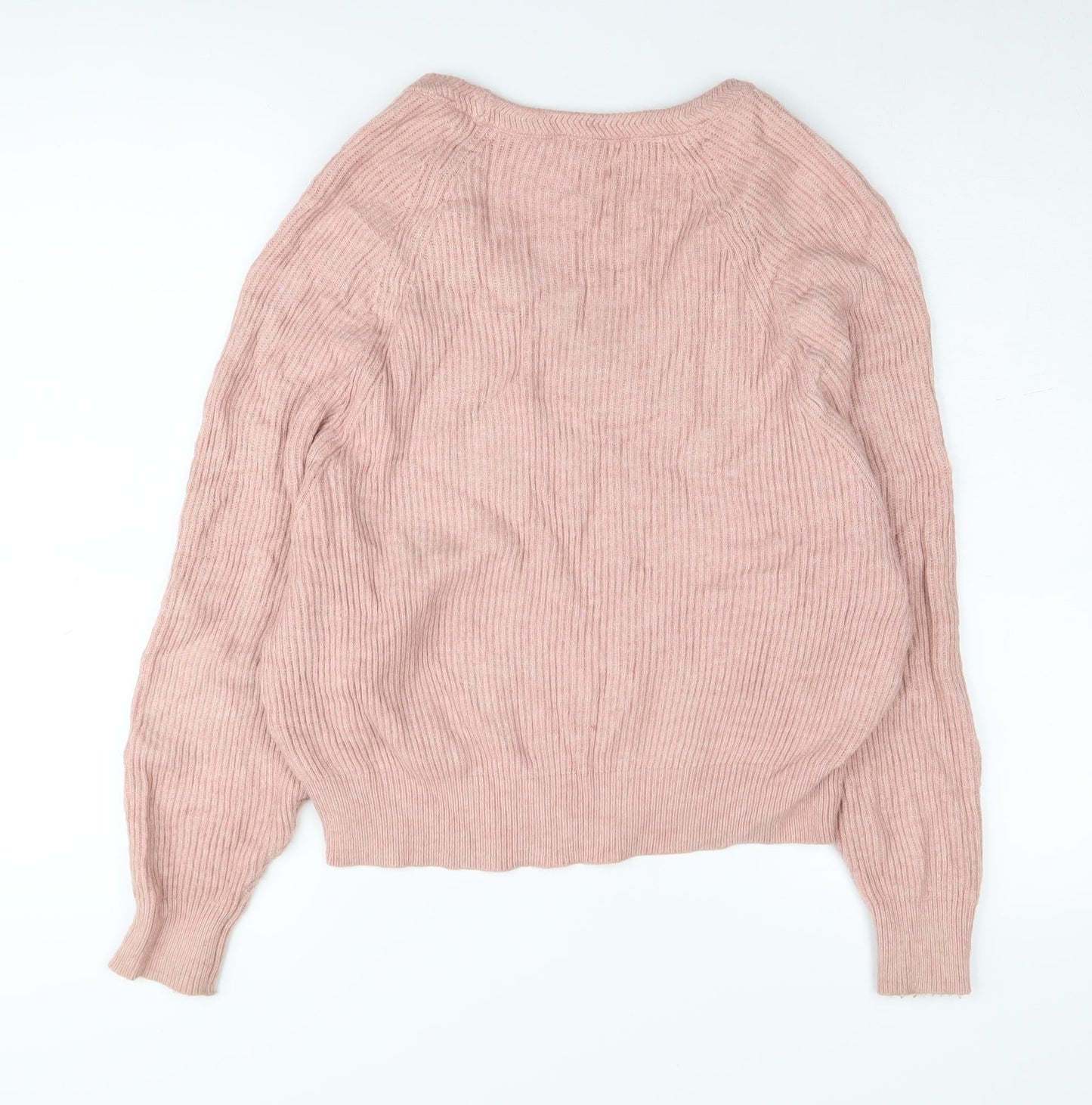 PULL&BEAR Women's Pink V-Neck Pullover S
