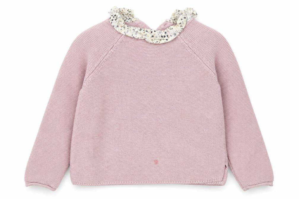 Next Girls Pink Cotton Pullover Jumper 3-4 Years Button Detail