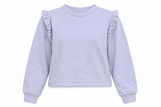 Zara Women's Blue Pullover Sweatshirt, S, Ruffle Accents