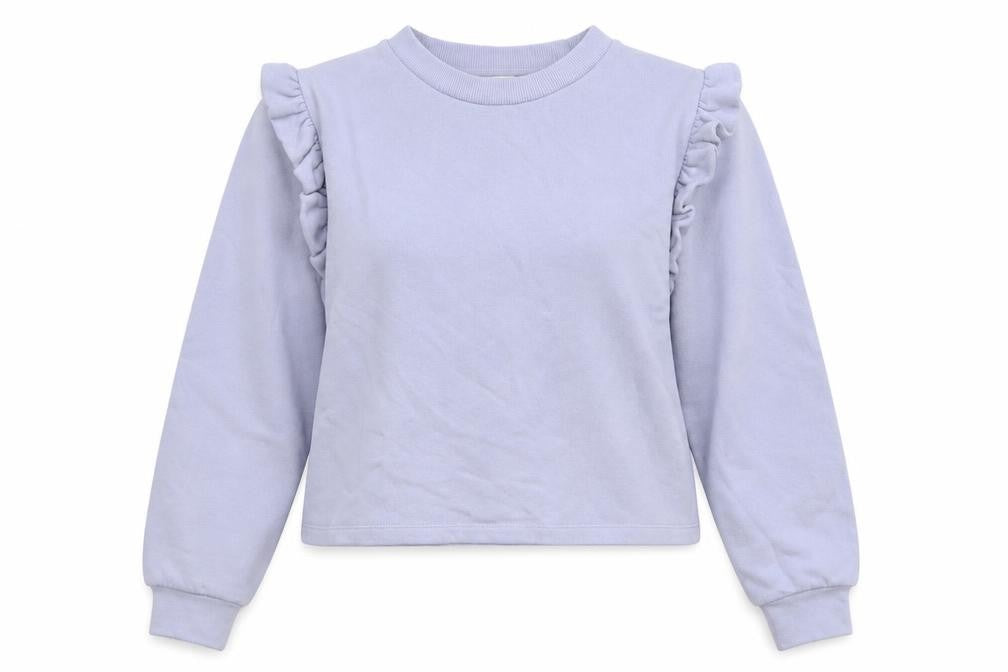 Zara Women's Blue Pullover Sweatshirt, S, Ruffle Accents