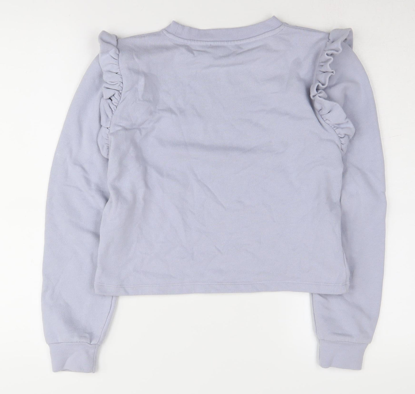 Zara Women's Blue Pullover Sweatshirt, S, Ruffle Accents