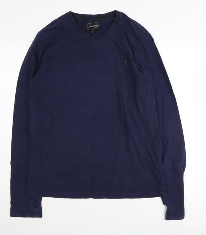 Mitch Womens & Co Blue V-Neck Long Sleeve T-Shirt
