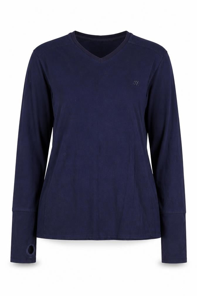 Mitch & Co Unisex Blue V-Neck Long Sleeve T-Shirt