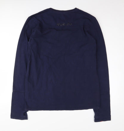 Mitch Womens & Co Blue V-Neck Long Sleeve T-Shirt