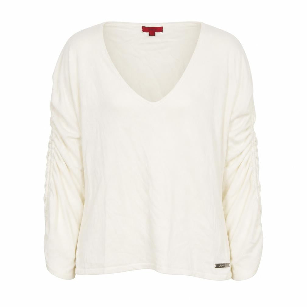 John Women's Ivory V-Neck Pullover Jumper