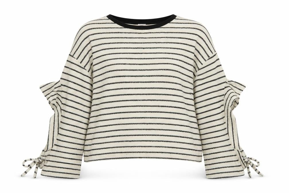 River Island Women's Ivory Striped Pullover Jumper M