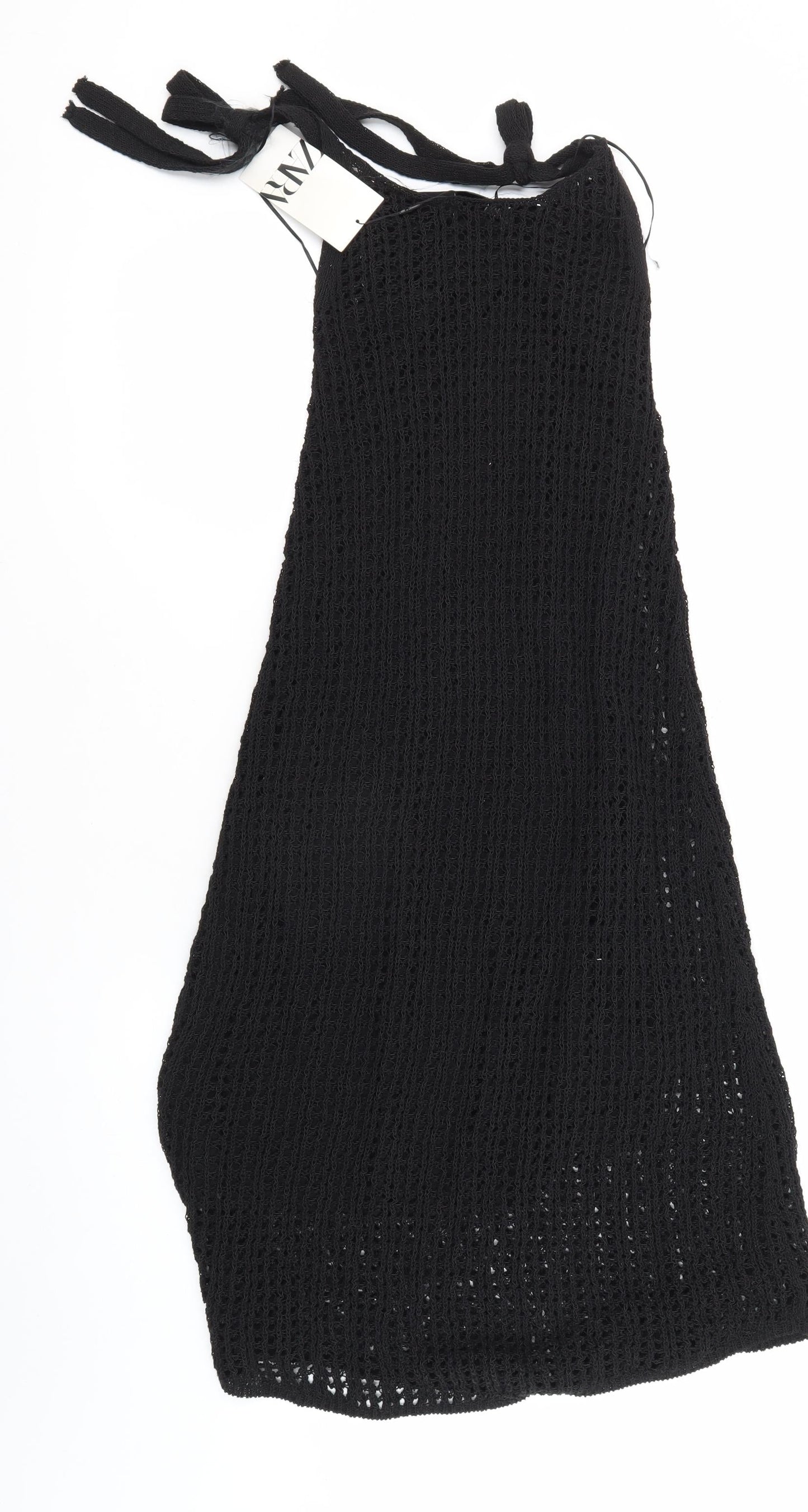 Zara Women Black Crochet Sleeveless Dress XS