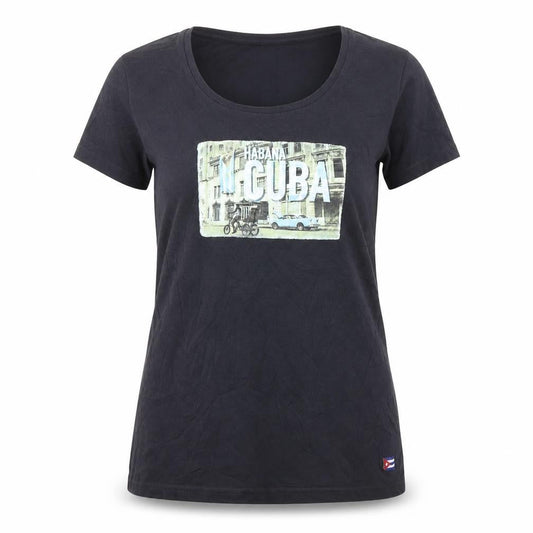 Isleno Womens Black Cuba Graphic T-Shirt 2XL