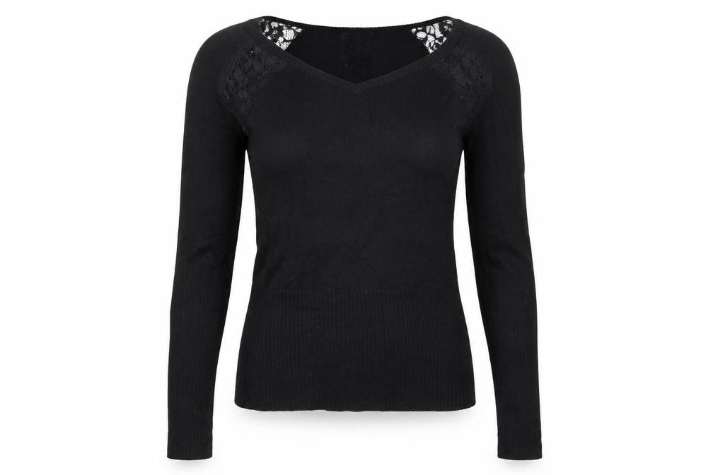 MNG Women's Black Lace V-Neck Blouse XS