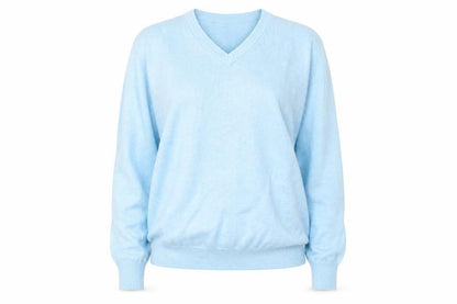 Wolsey Women's Blue V-Neck Pullover Jumper S