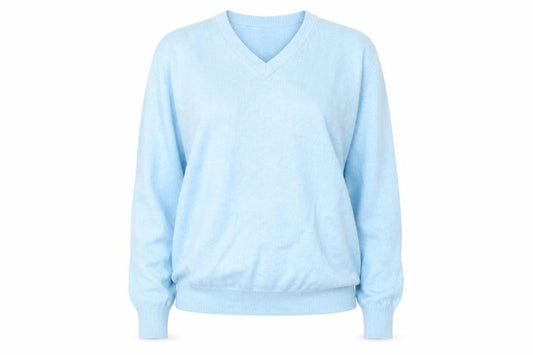Wolsey Women's Blue V-Neck Pullover Jumper S